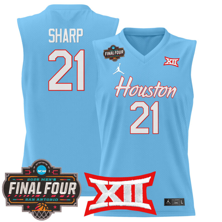 Men Houston Cougars #21 Sharp blue 2025 Final Four Patch NCAA Jersey style 2->customized ncaa jersey->Custom Jersey